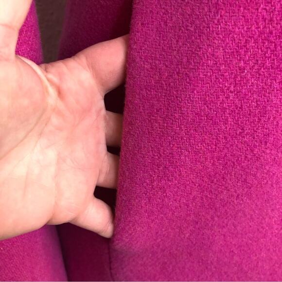 J Crew bright pink Italian Stadium Cloth by Nello Gori full zip wool coat size 0 - Picture 10 of 16